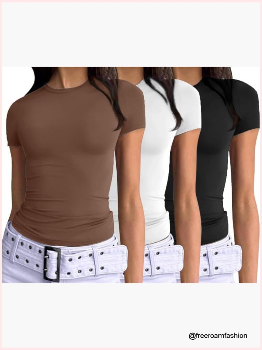 3 Pack Slim Fit Crop Tees Short Sleeve Going Out Tops Y2k